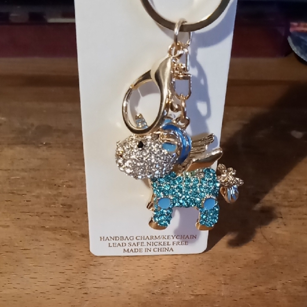 Natasha Couture Silver and Blue Unicorn Keychain - Picture 7 of 7